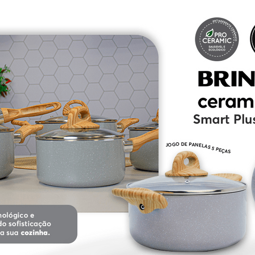 Brinox Jogo de Panelas Ceramic Life — 5 peças
